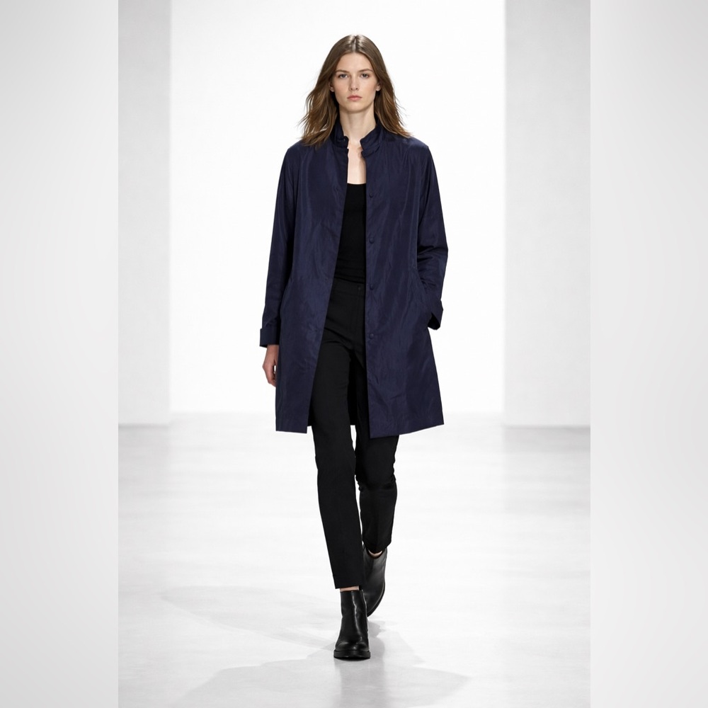 Helmut Lang Navy Minimalist Coat Medium Nylon  Tech Lightweight Quiet Luxury